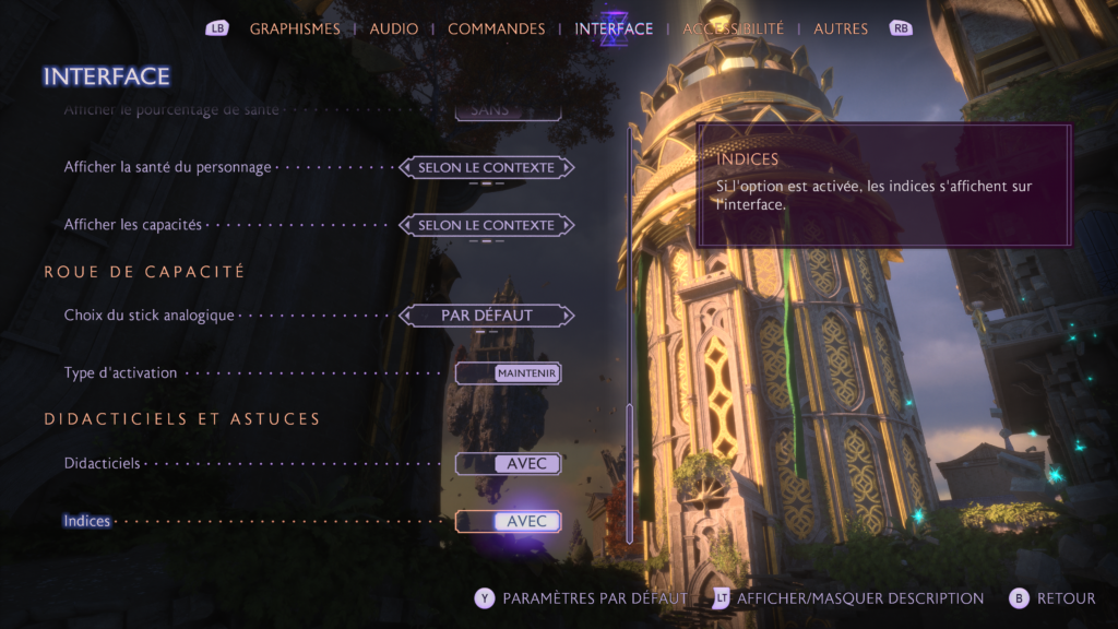 In the Interface Menu, you can activate tutorials and in-game hints.