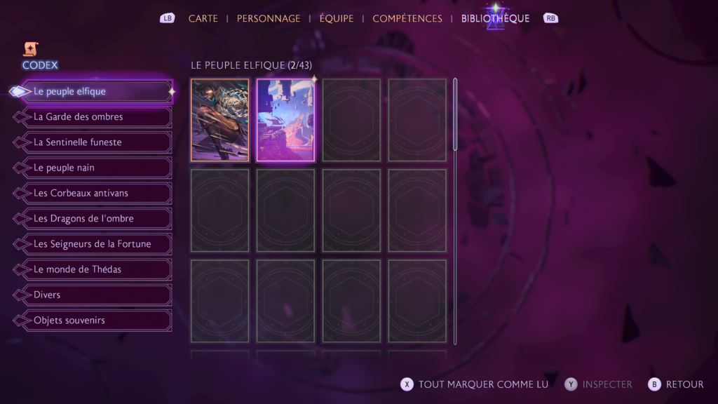 The Codex contains all of the aspects you'll encounter in the world.